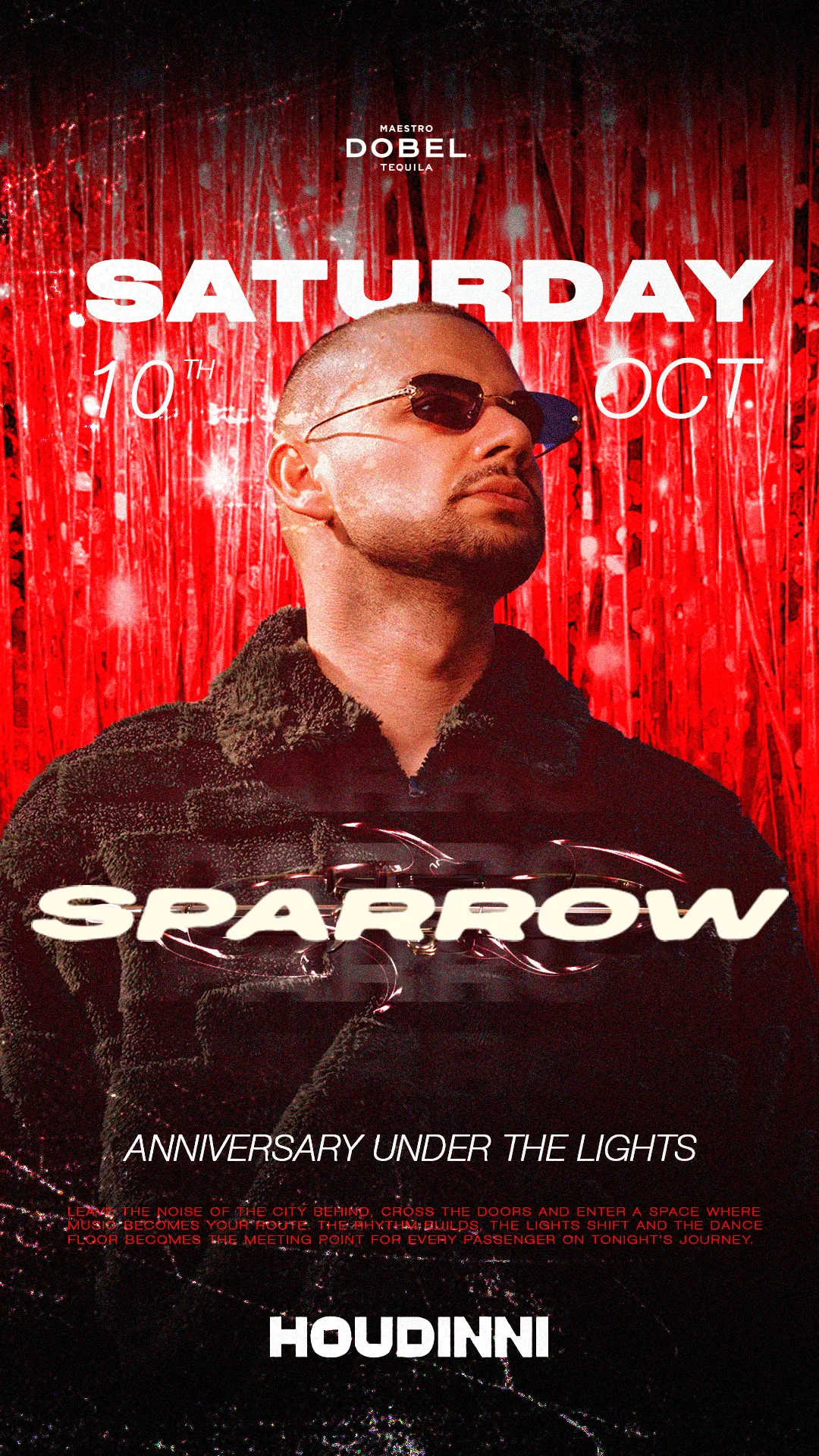 Flyer de HOUDINNI SATURDAYS - 1ST ANNIVERSARY en Houdinni (Madrid), sábado 10 de octubre de 2026
