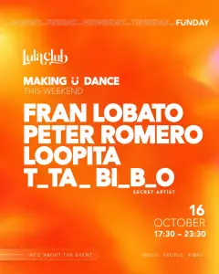 Flyer de FÜNDAY: DAYTIME CLUBBING w/ SECRET GUEST en Lula Club (Madrid), viernes 16 de octubre de 2026