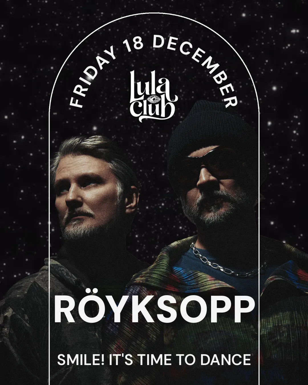 Flyer for RÖYKSOPP at Lula Club (Madrid), Friday 18 December 2026