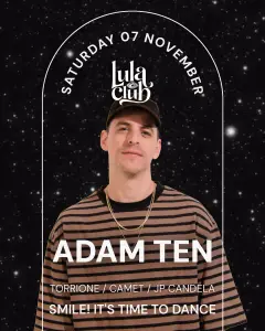 Flyer for ADAM TEN at Lula Club (Madrid), Saturday 7 November 2026