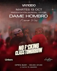 Flyer for PRESENTACIÓN OFICIAL DAME HOMBRO x KEVIN WAI at Vandido (Madrid), Tuesday 13 October 2026