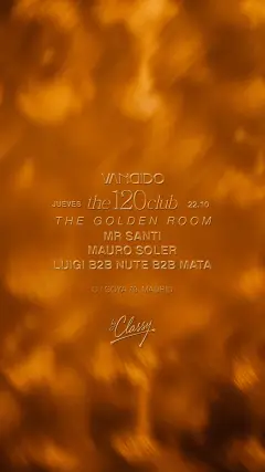 Flyer for "THE 120 CLUB" GOLDEN ROOM VANDIDO at Vandido (Madrid), Thursday 22 October 2026