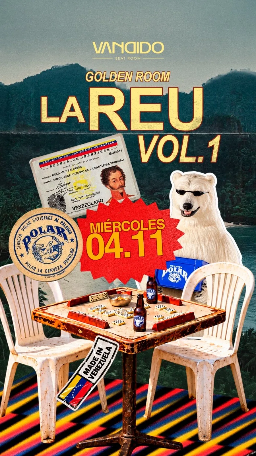 Flyer for La Reu Made in Venezuela - Golden Room at Vandido (Madrid), Wednesday 4 November 2026