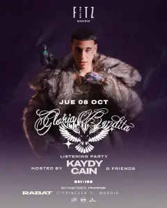 Flyer de KAYDY CAIN HOSTED x FITZ en Fitz Madrid (Madrid), jueves 8 de octubre de 2026