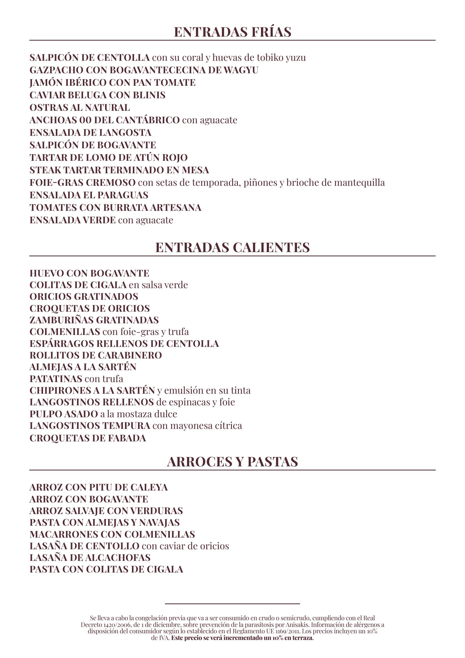 El Paraguas: carta