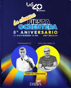 Flyer for La Clássica Fiesta Ochentera 8º Aniversario at Joy Eslava (Madrid), Saturday 21 November 2026