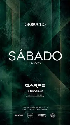 Flyer for SÁBADO 17 OCTUBRE | DJ GARPE 🎧 | GROUCHO 🎩 at Groucho (Seville), Saturday 17 October 2026