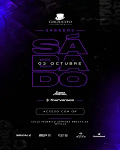 Flyer for SATURDAY 03 OCT · GROUCHO SEVILLA at Groucho (Seville), Saturday 3 October 2026