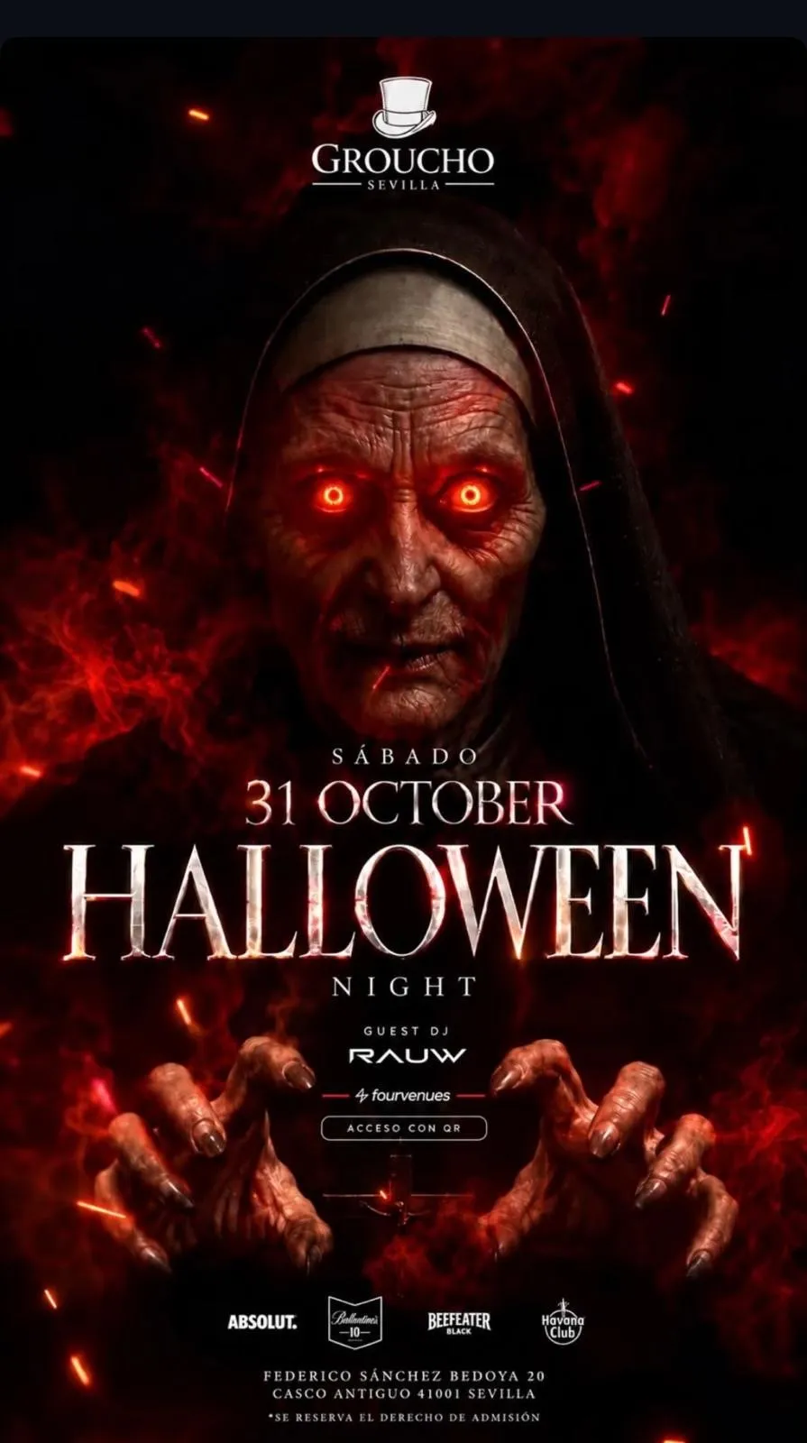 Flyer for HALLOWEEN 🎃 | GROUCHO SEVILLA 🎩 at Groucho (Seville), Saturday 31 October 2026