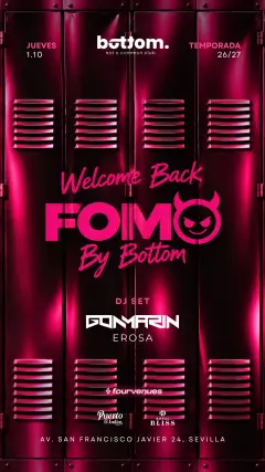 Flyer de INAUGURACIÓN FOMO en Bottom (Sevilla), jueves 1 de octubre de 2026