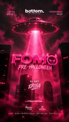Flyer de JUEVES FOMO PRE-HALLOWEEN en Bottom (Sevilla), jueves 29 de octubre de 2026