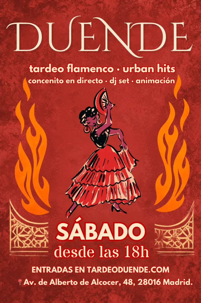 Flyer de TARDEO CON FLAMENQUITO + URBAN HITS en Duende (Madrid), sábado 31 de octubre de 2026
