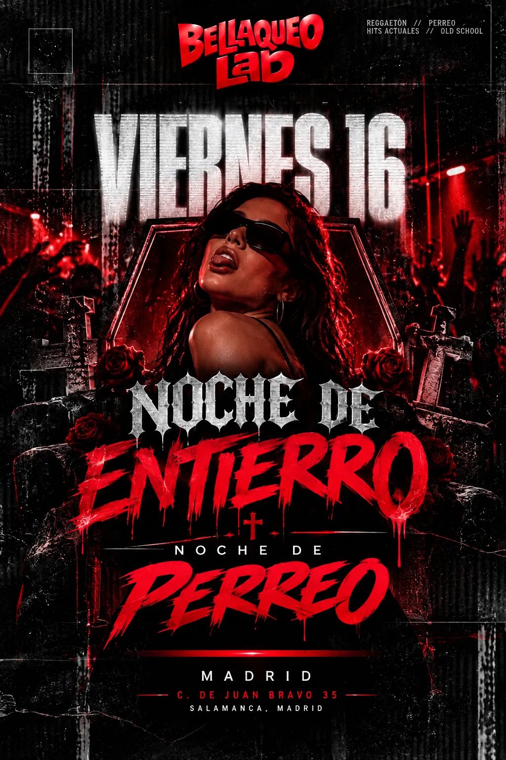 Flyer for NOCHE DE ENTIERRO - NOCHE DE PERREO at CrisTo Social Club (Madrid), Friday 16 October 2026