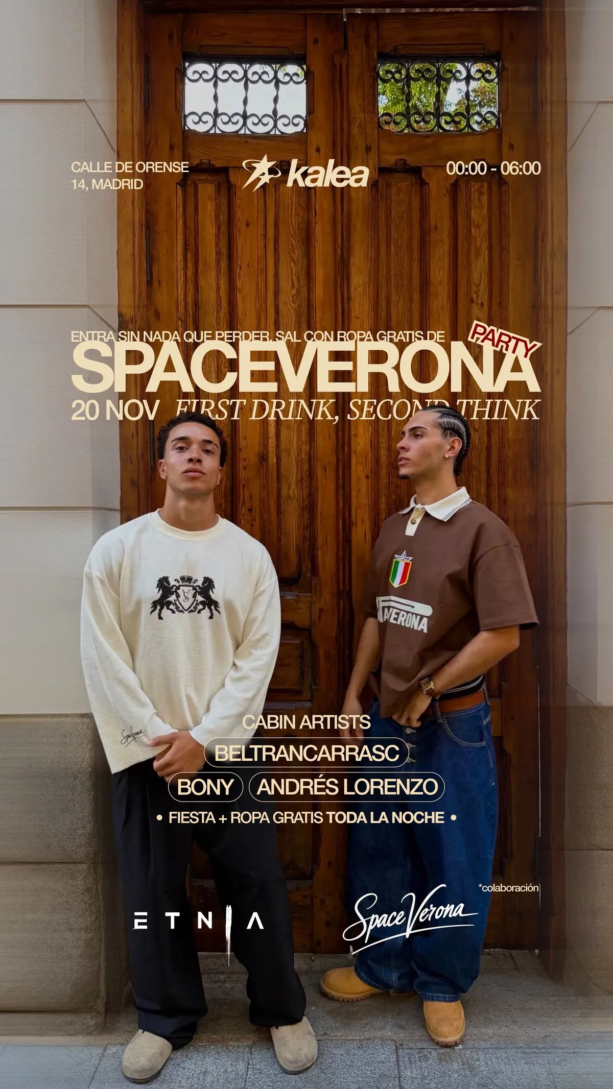 Flyer de SpaceVerona x KALEA en Etnia (Madrid), viernes 20 de noviembre de 2026