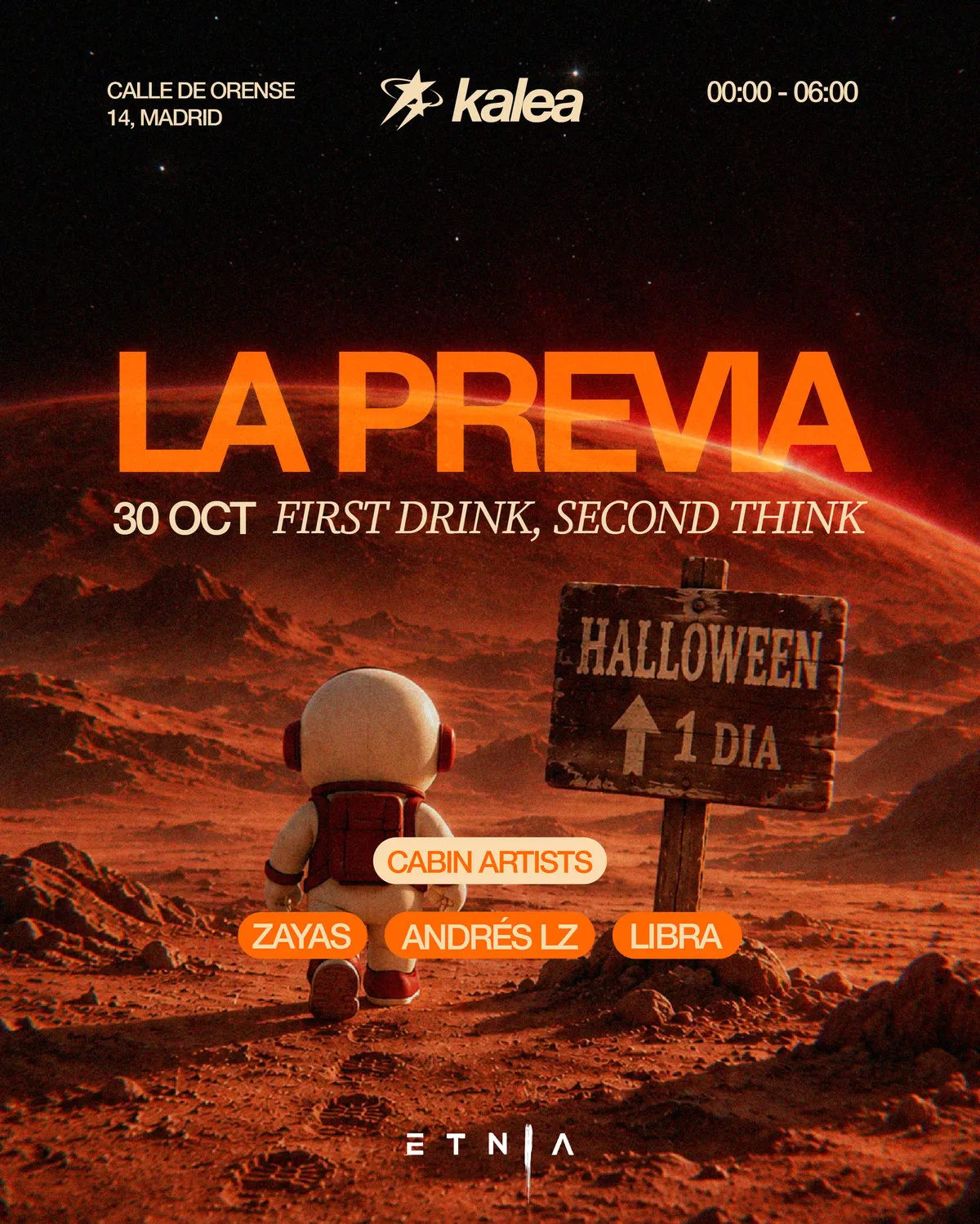 Flyer de PRE-HALLOWEEN KALEA en Etnia (Madrid), viernes 30 de octubre de 2026
