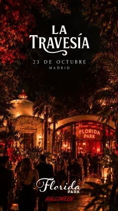 Flyer de La Travesía Halloween en Florida Park (Madrid), viernes 23 de octubre de 2026