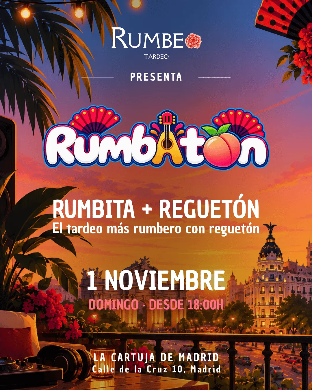 Flyer de TARDEO RUMBATON en La Cartuja (Madrid), domingo 1 de noviembre de 2026
