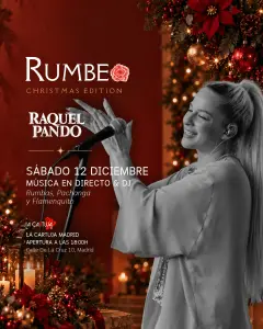 Flyer for 🎄 TARDEO RUMBEO · RAQUEL PANDO · XMAS EDITION🎄 at La Cartuja (Madrid), Saturday 12 December 2026