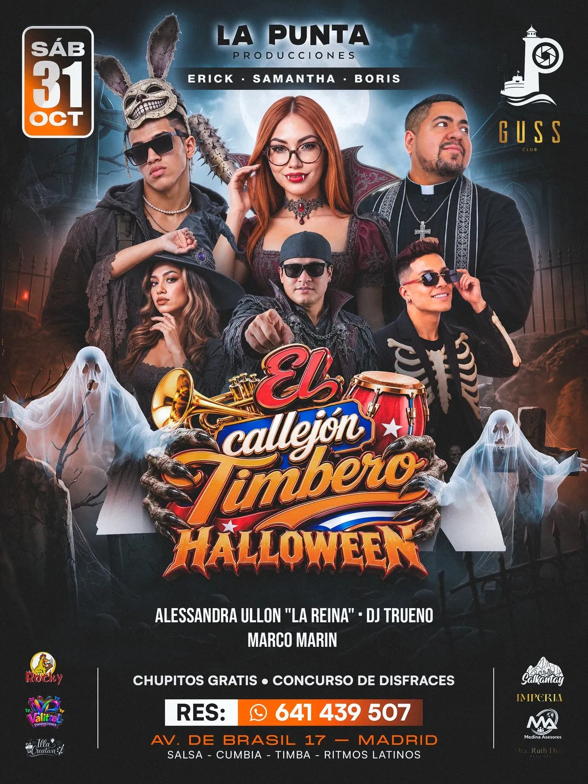 Flyer for EL CALLEJÓN TIMBERO HALLOWEEN at Guss Club (Madrid), Saturday 31 October 2026