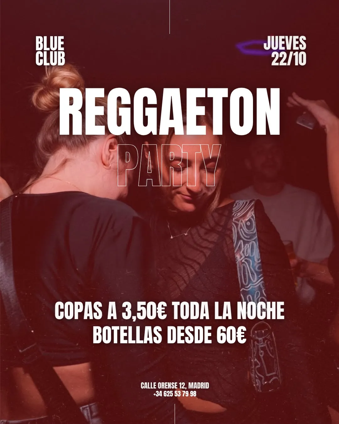 Flyer for COPAS A 3,5€ at Blue Club (Madrid), Thursday 22 October 2026