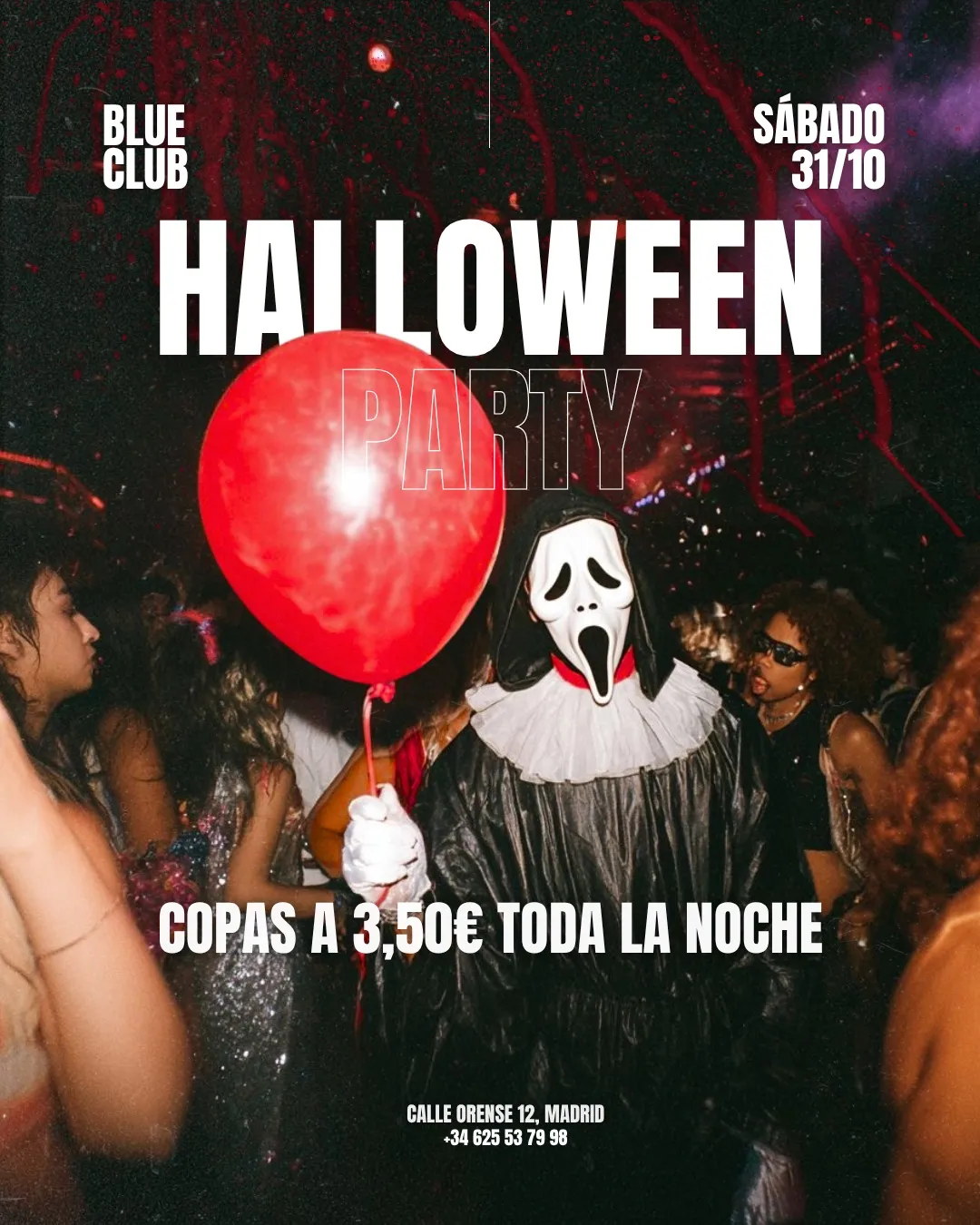 Flyer for HALLOWEEN / COPAS A 3,5€ at Blue Club (Madrid), Saturday 31 October 2026