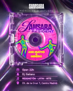 Flyer de SAMSARA RESIDENT en Samsara (Madrid), miércoles 21 de octubre de 2026