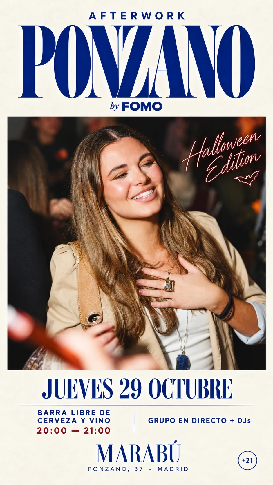Flyer de AFTERWORK PONZANO en Marabú (Madrid), jueves 12 de noviembre de 2026