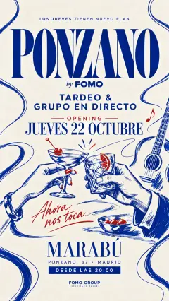 Flyer for AFTERWORK PONZANO at Marabú (Madrid), Thursday 22 October 2026