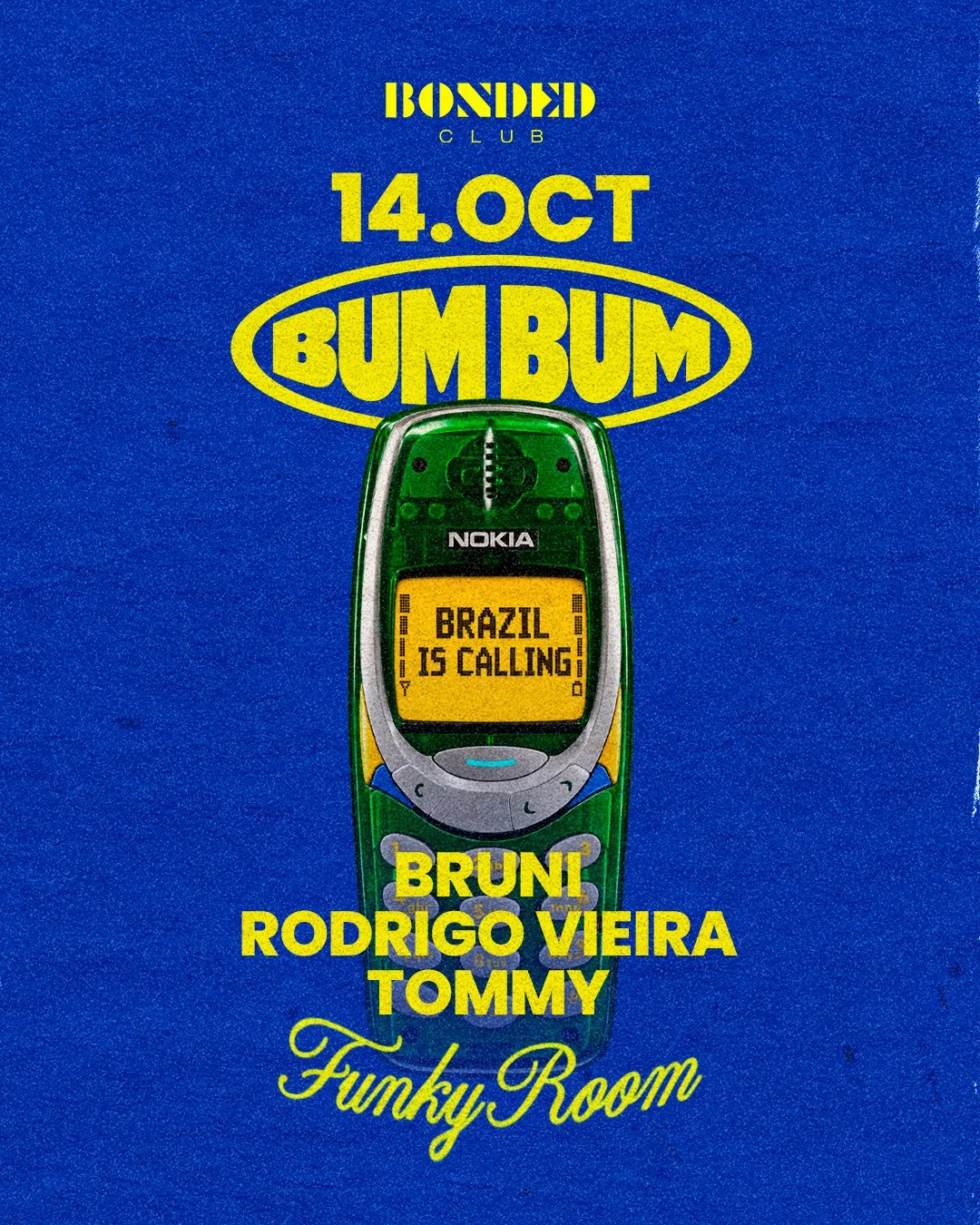 Flyer de Bum Bum Funky Room en Bonded Club (Madrid), miércoles 14 de octubre de 2026