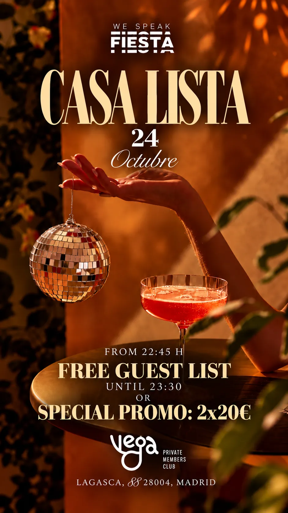 Flyer for CASA LISTA X WE SPEAK at We Speak Fiesta! (Madrid), Saturday 24 October 2026
