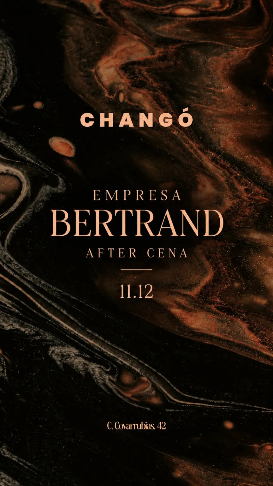Flyer de AFTER CENA BERTRAND en Chango (Madrid), viernes 11 de diciembre de 2026