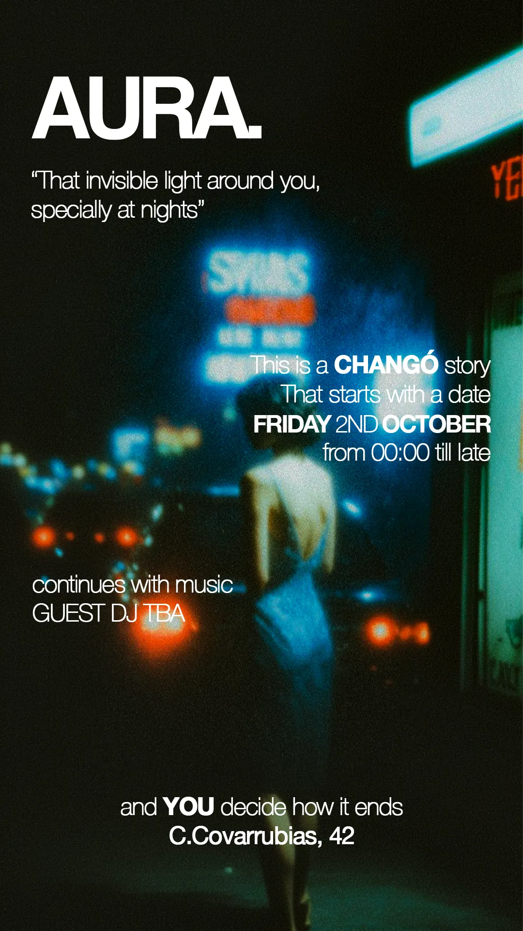 Flyer for AURA at Chango (Madrid), Friday 2 October 2026