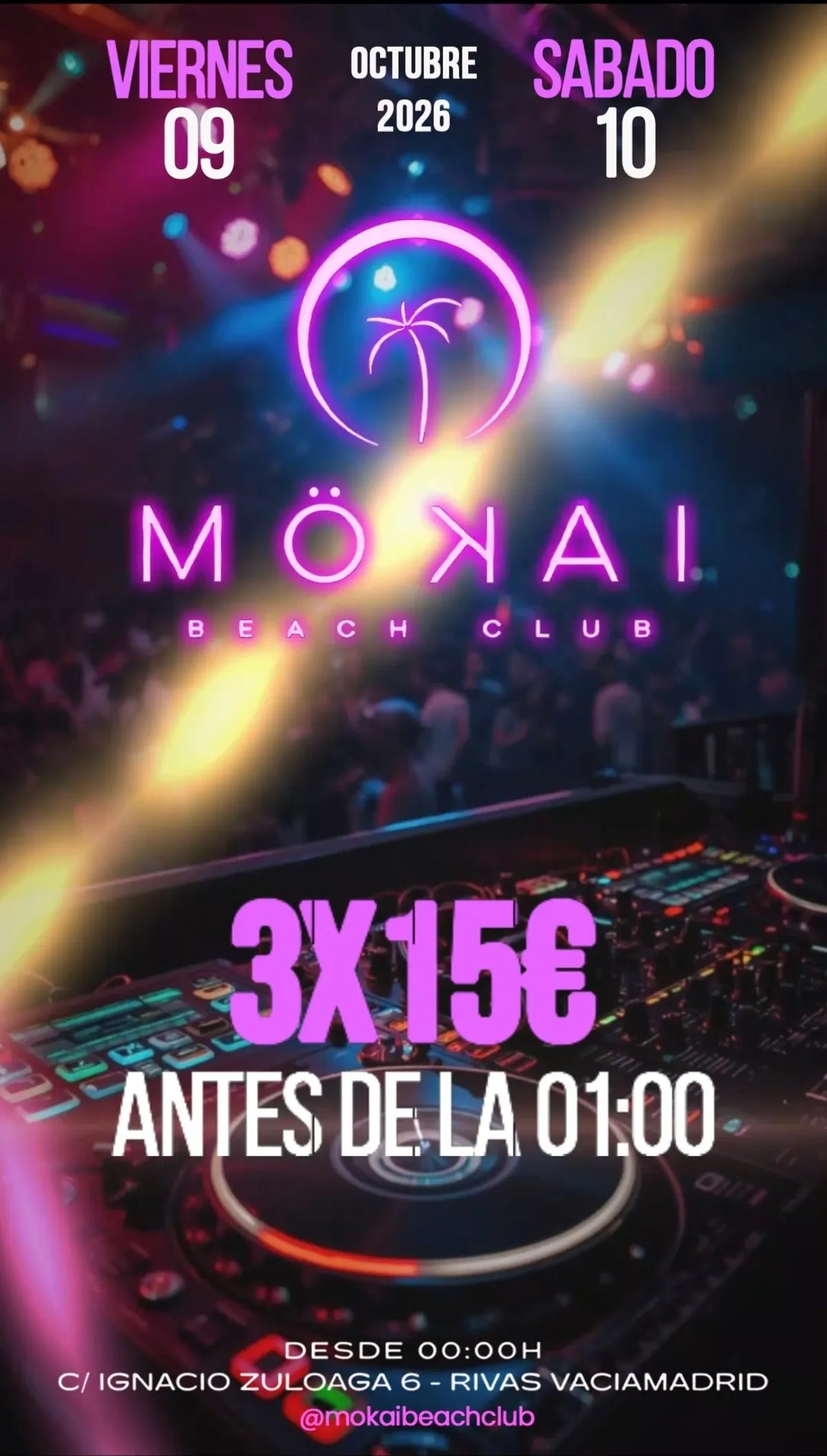 Flyer de MÖKAI beach club en Mokai Beach Club (Madrid), sábado 10 de octubre de 2026