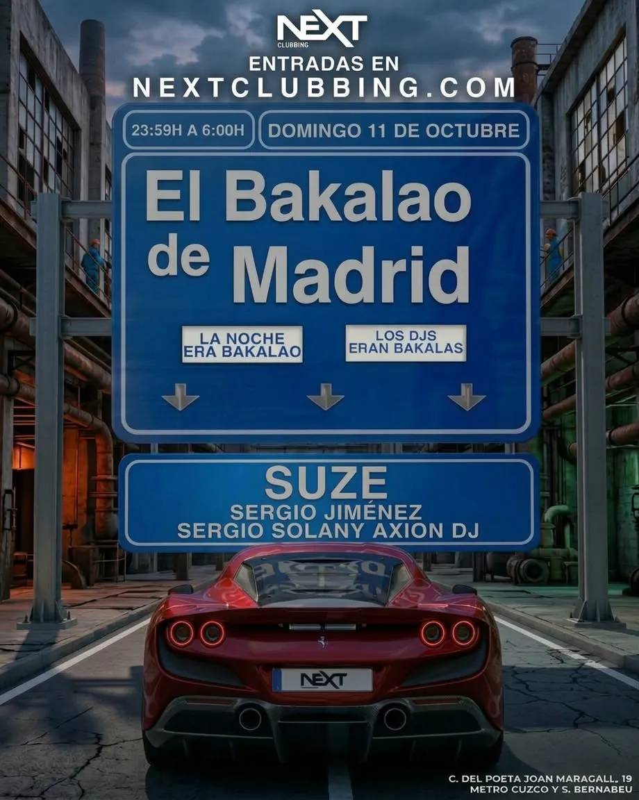 Flyer for BAKALAO at Next (Madrid), Sunday 11 October 2026