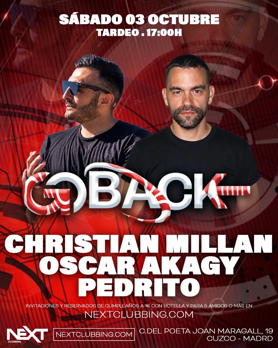 Flyer for GOBACK TARDEO at Next (Madrid), Saturday 3 October 2026