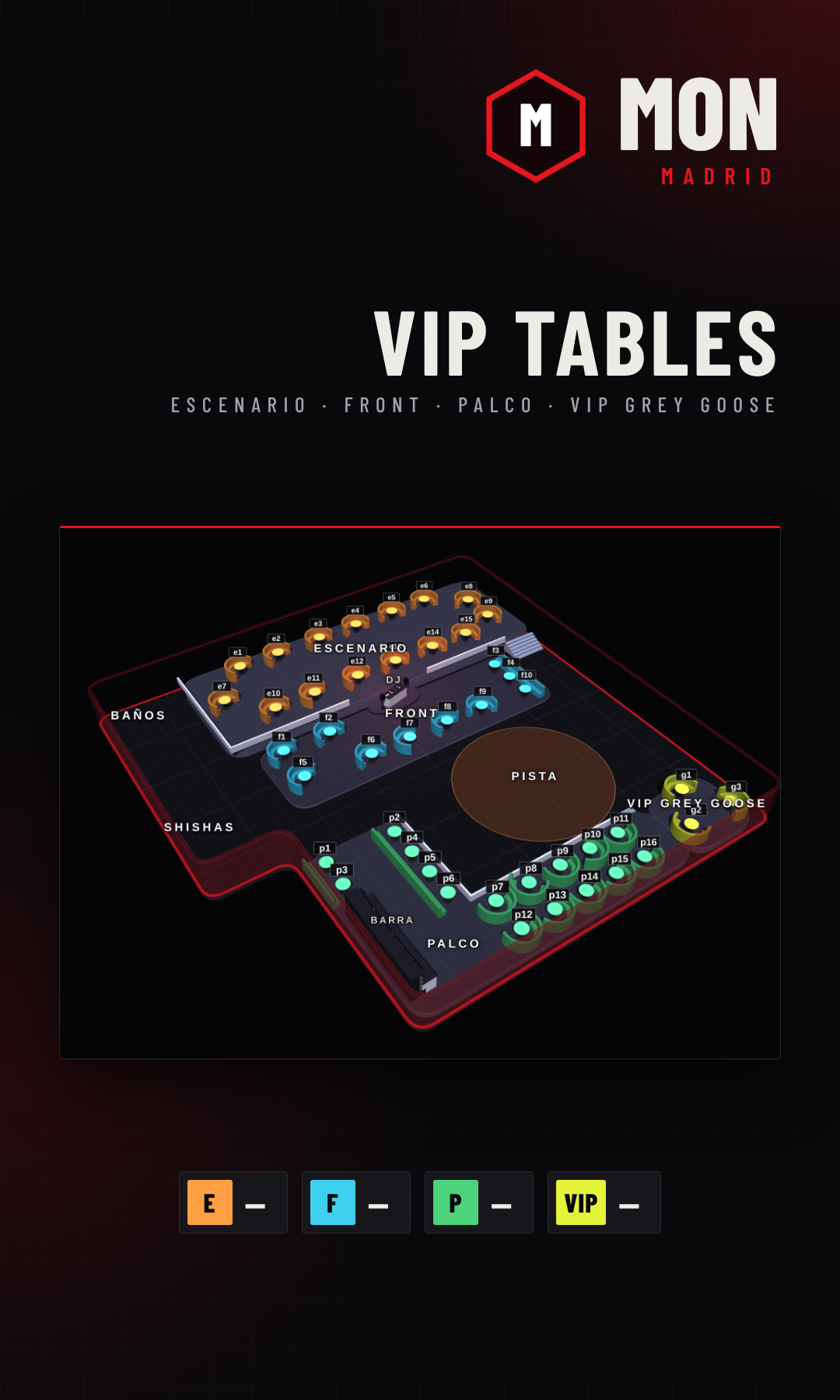 Mapa de reservados de Mon (Madrid): mesas VIP por zonas (6)